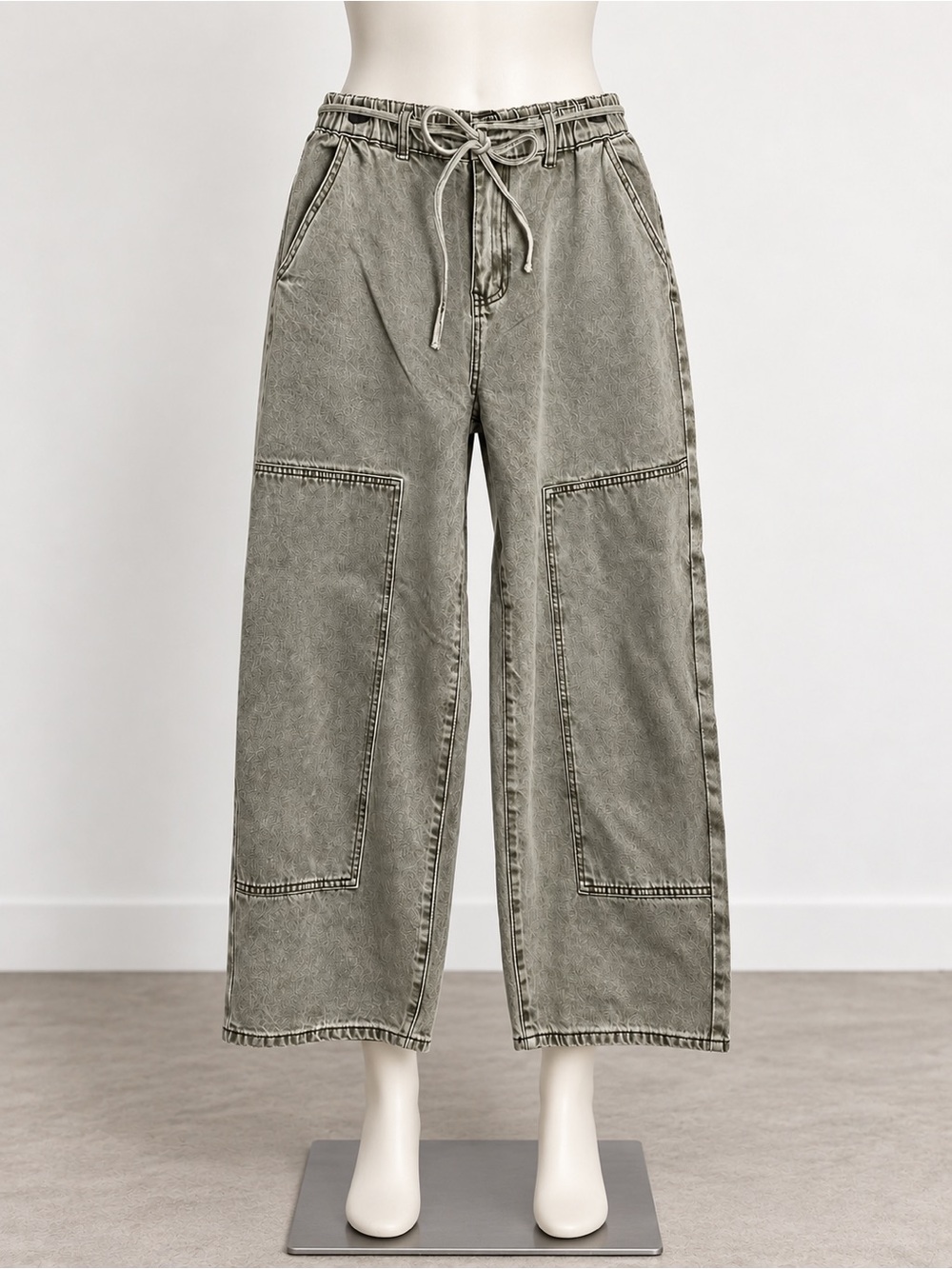 American Bazi Women’s Olive Wash Barrel Wide Leg Pants NWT Size Large